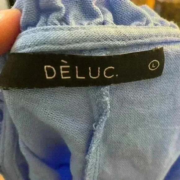 Deluc June Mini Dress in Light Blue Size Large with Adjustable Tie Straps - Picture 3 of 7